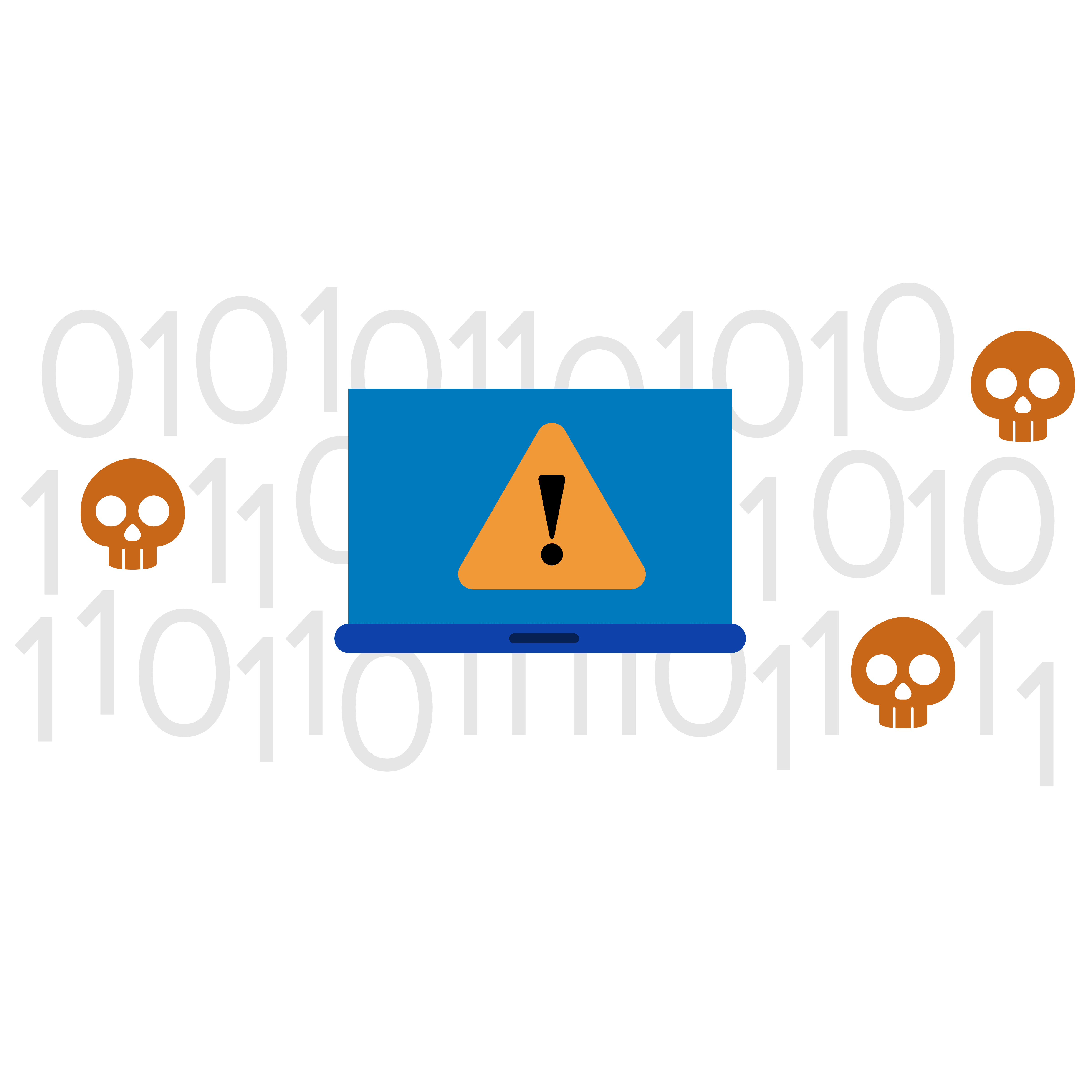 Computer screen with warning sign