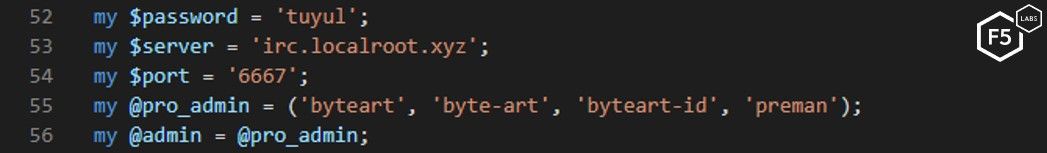 Early version configuration of Tuyul botnet