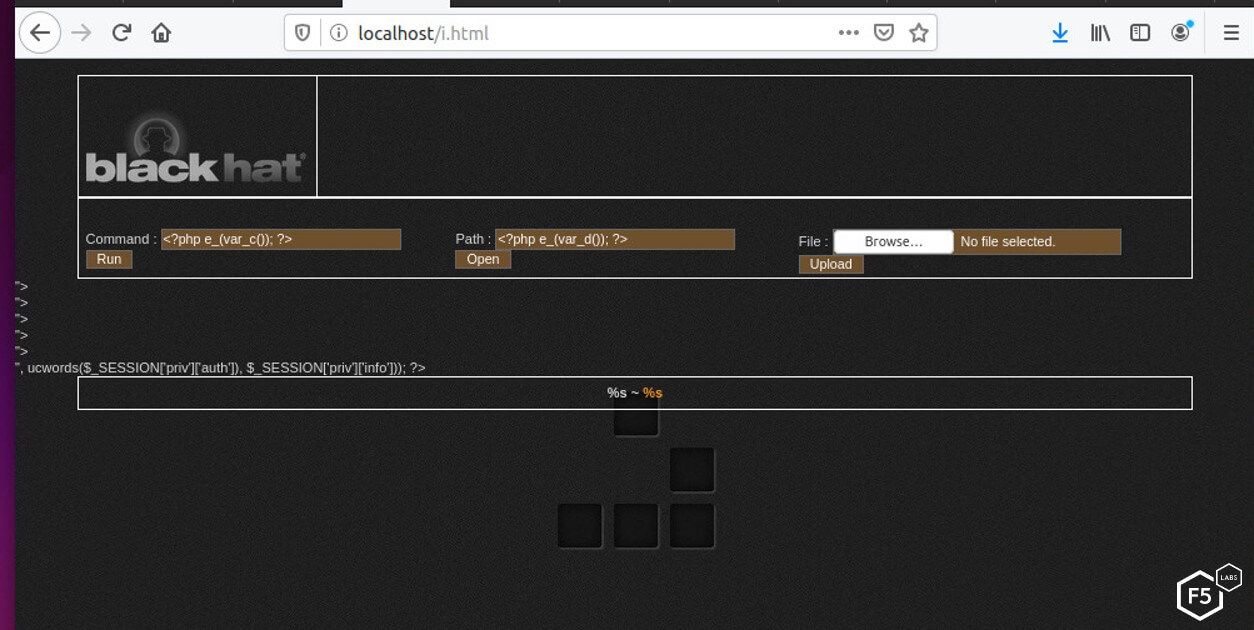 Screenshot of an unknown web shell with unknown capabilities