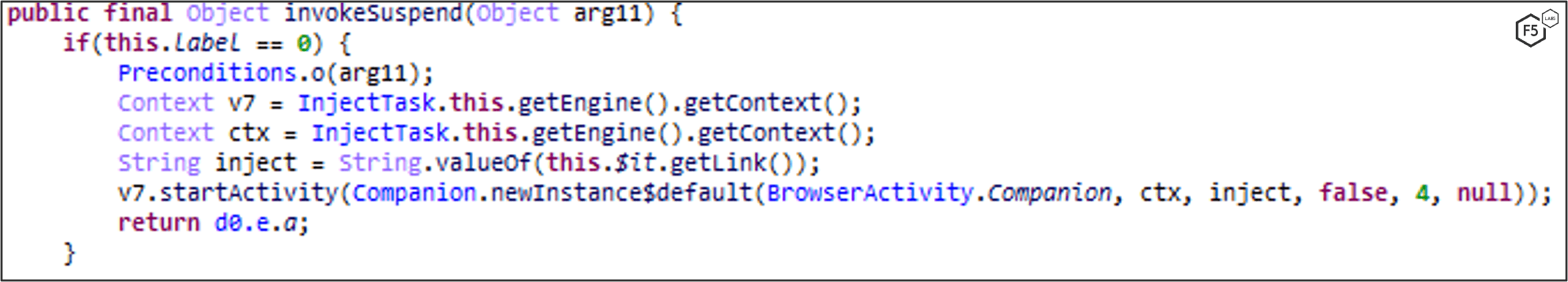 Figure 17. Instructions beginning an injection attack using a WebView activity.