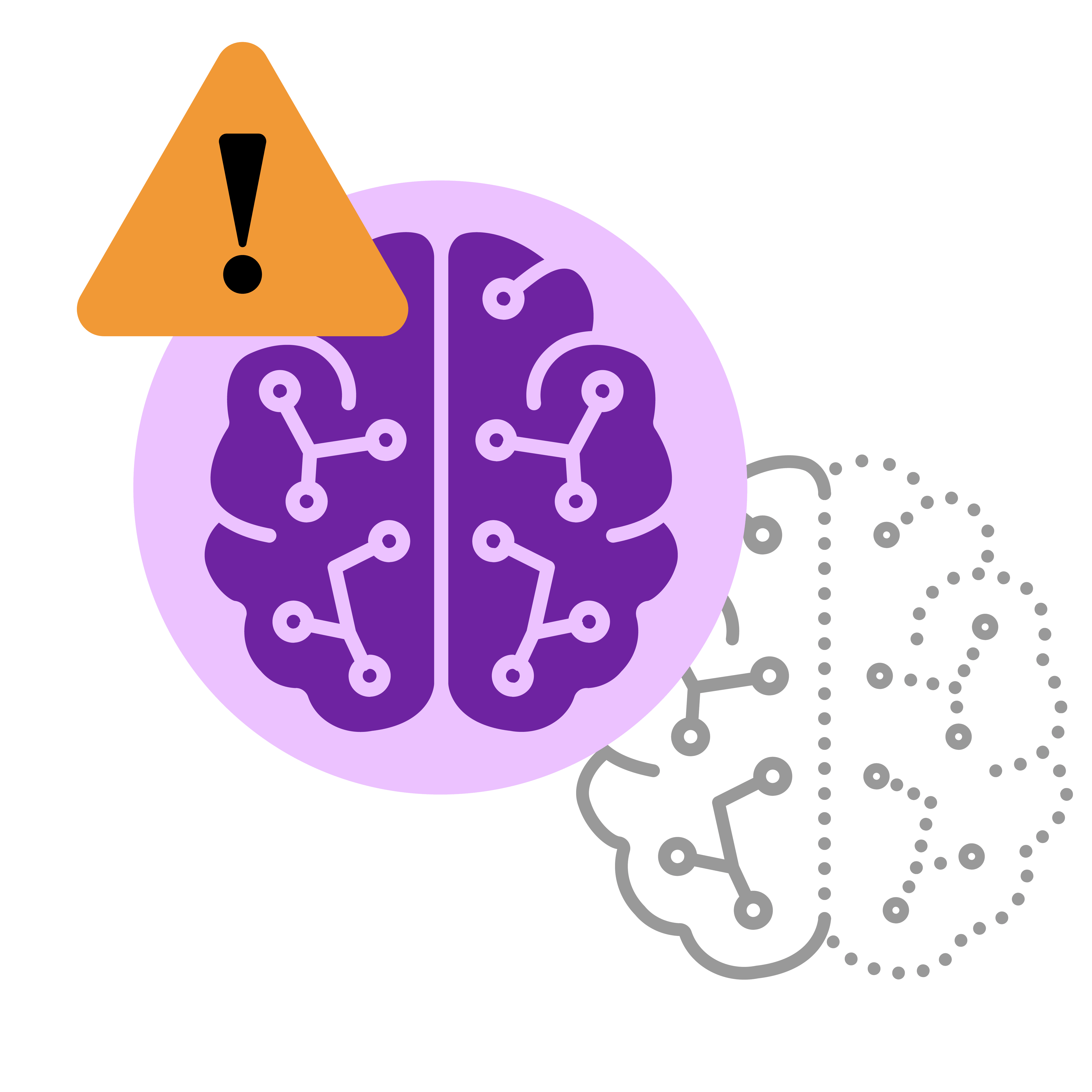 Brain with warning sign