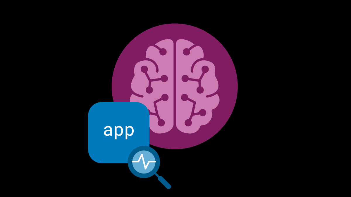 Brain with app icon and magnifying glass