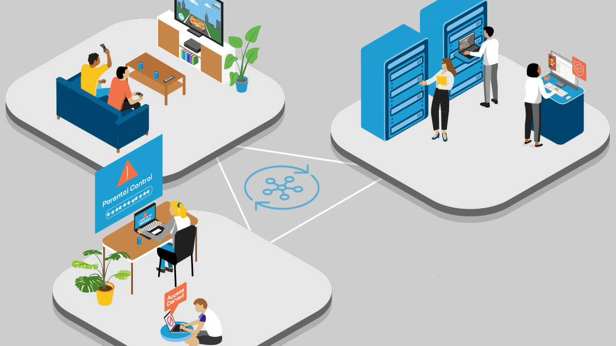 Icons showing connected workspaces and homes