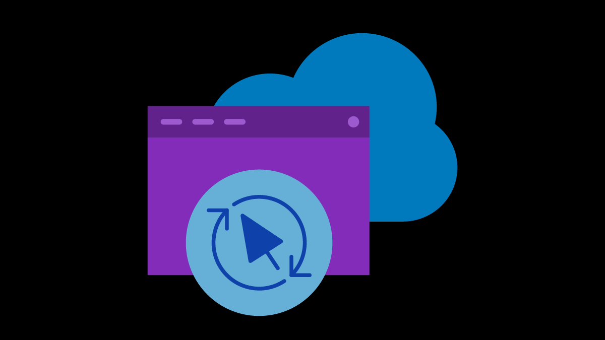 desktop screen with cloud and computer mouse in a circle