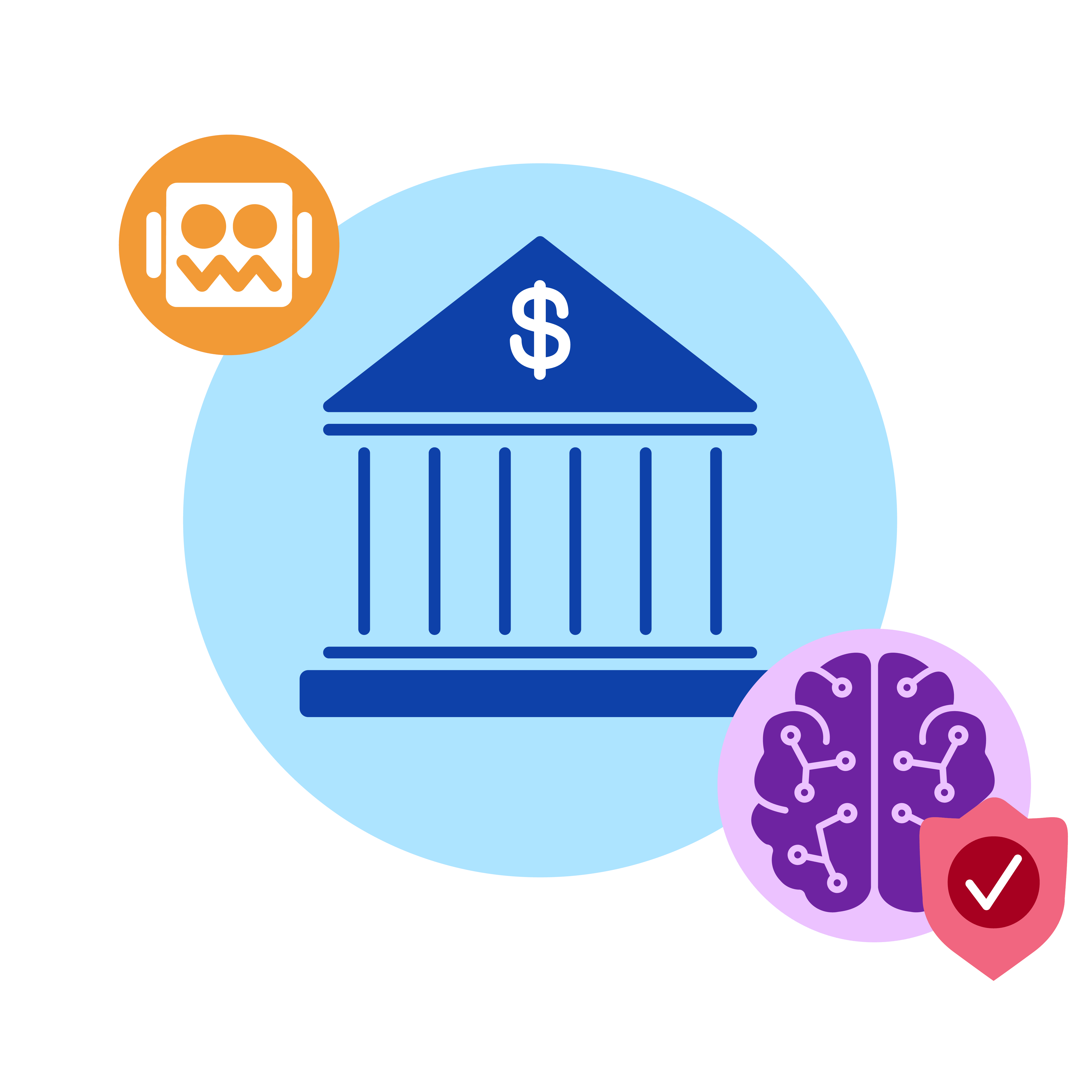 Bank with brain and robot head