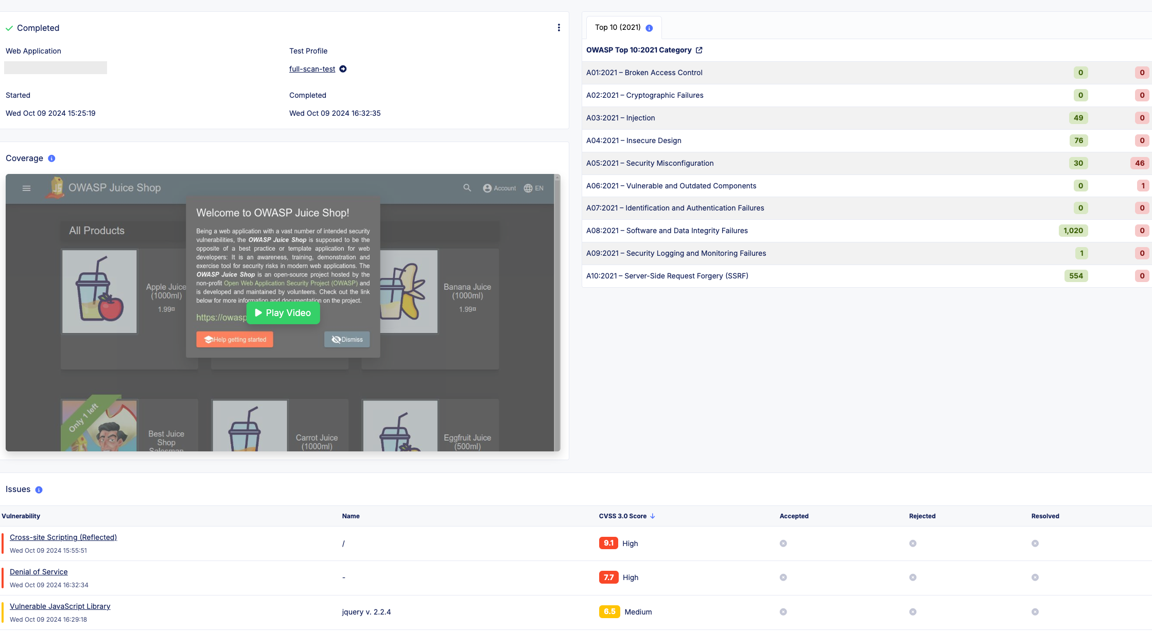 Web app scanning