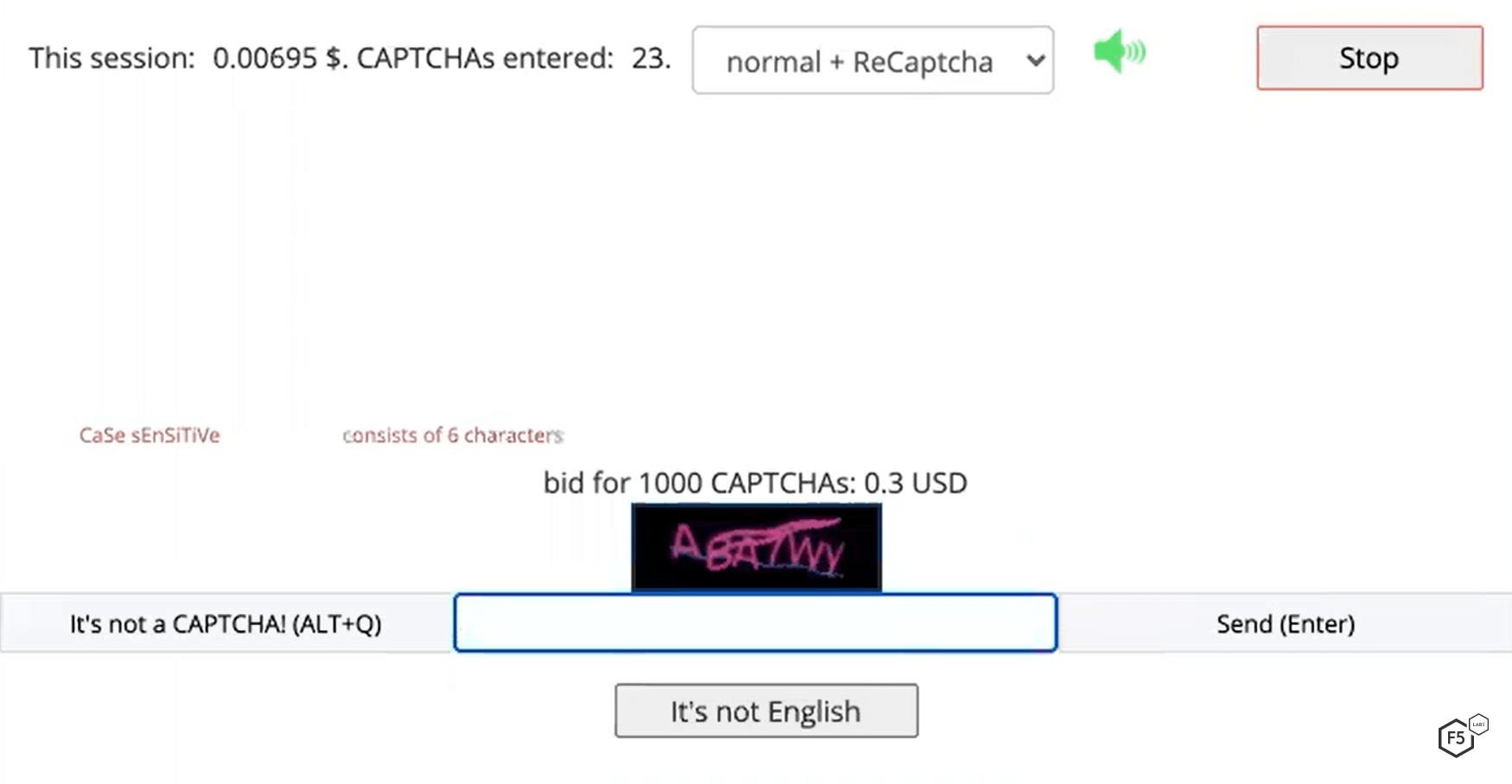 My earnings for solving one additional CAPTCHA have increased by only $US 0.00030.
