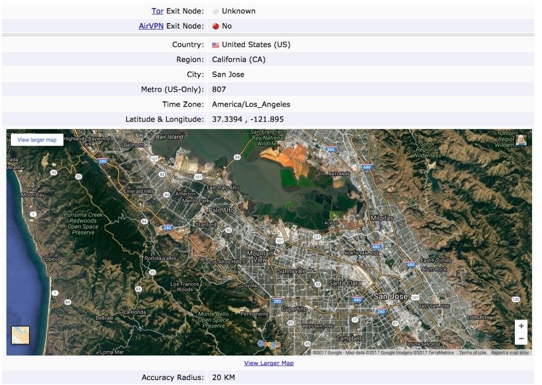 Satellite view map of San Jose, CA