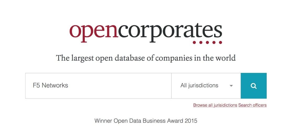 Search bar for OpenCorporates