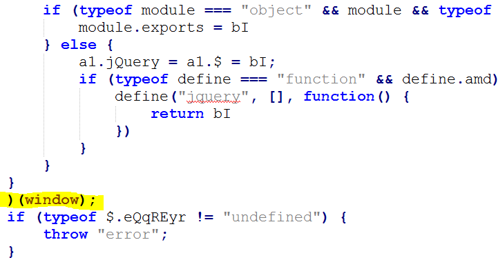 Figure 10. A legitimate script that helps Gozi remain undetected