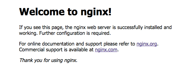 The welcome page confirms that your NGINX reverse proxy and web server is up and running