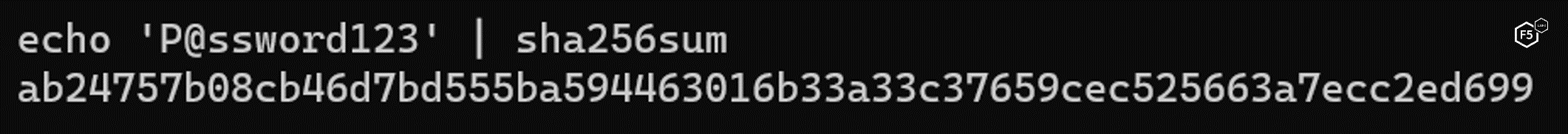 Using the SHA256 function to hash the string 'P@ssword123'
