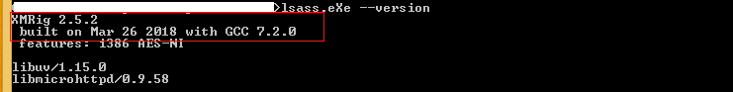 Figure 12: XMRig version and compilation date.