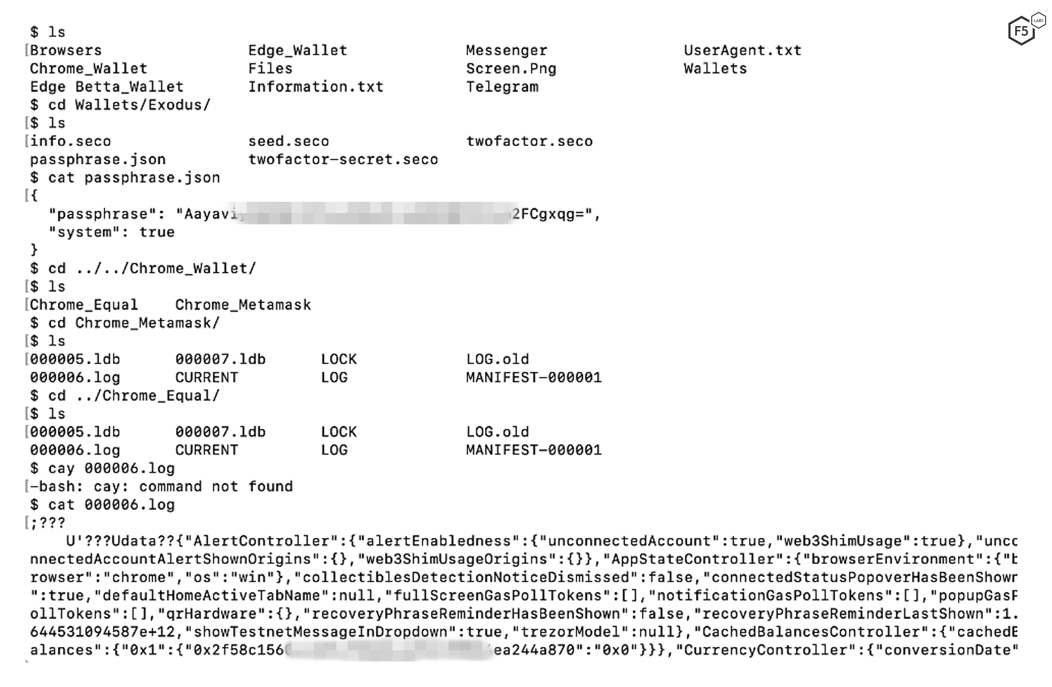 Figure 8. Stolen wallets data from a compromised system.