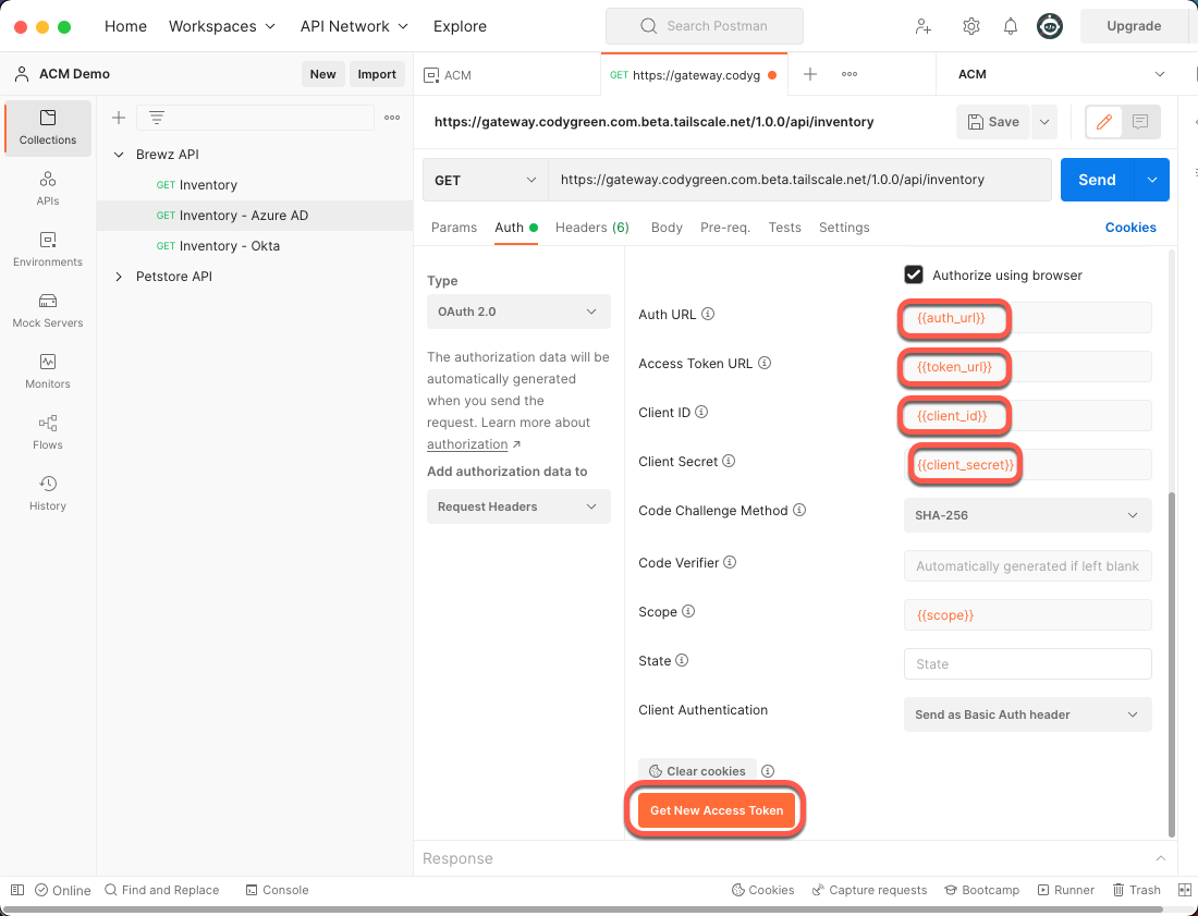 Postman Auth Configuration