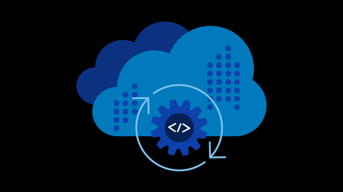 Simple graphic illustration of cloud with rotating engine
