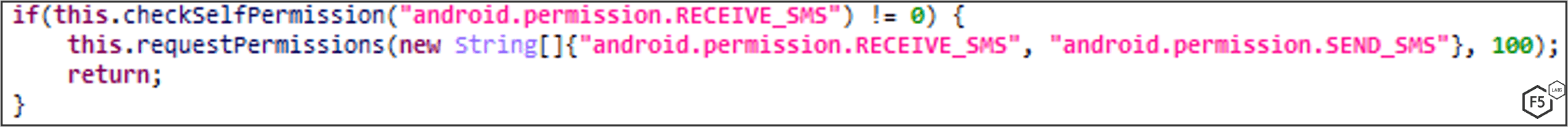 Figure 35. MaliBot checking for SMS permissions.