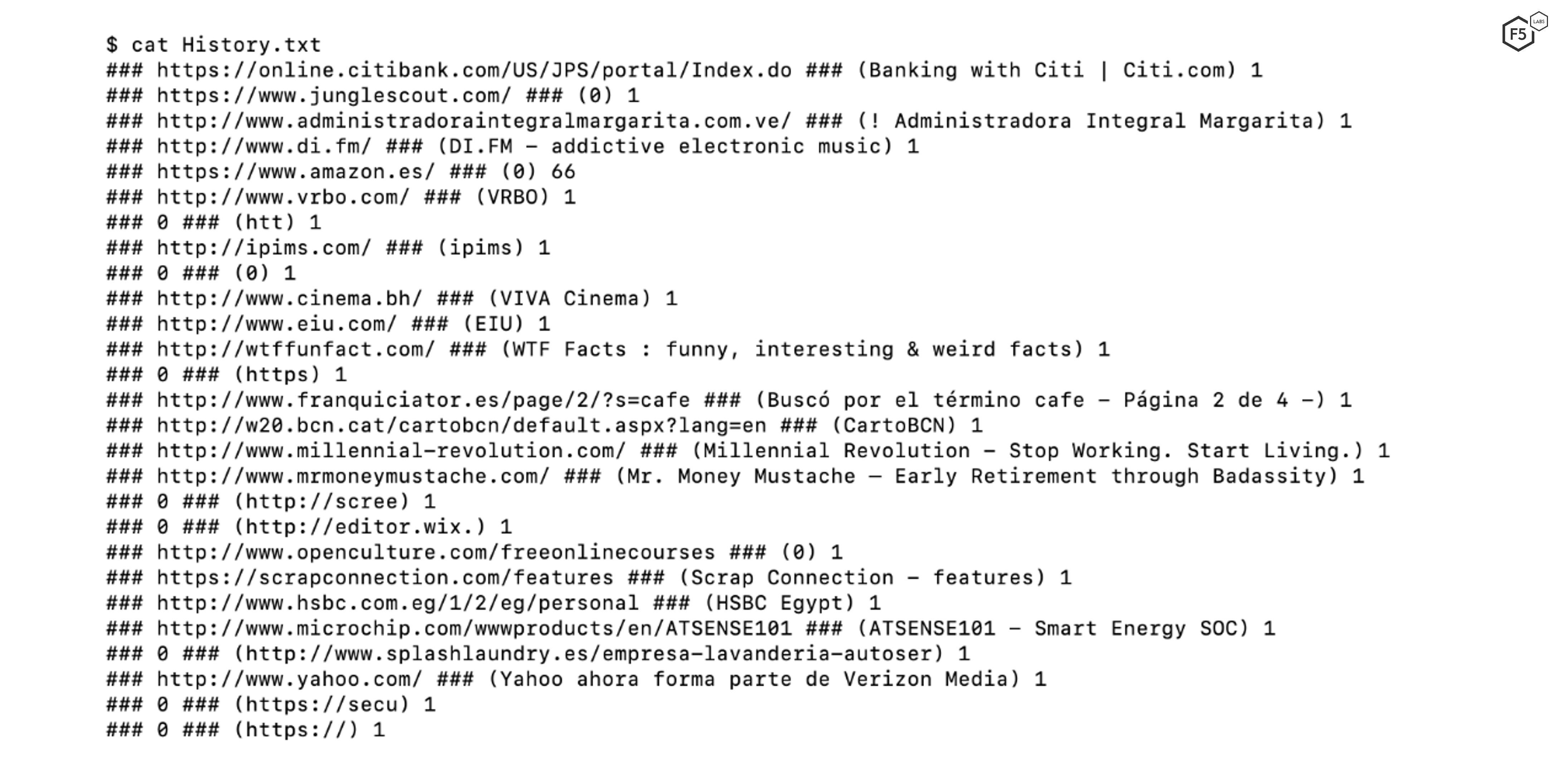 Figure 6. Stolen history details from the compromised system.